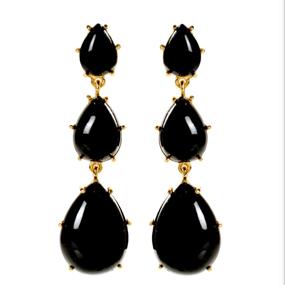 AKIRA | Black Onyx Triple Dangle Earrings | NWOT